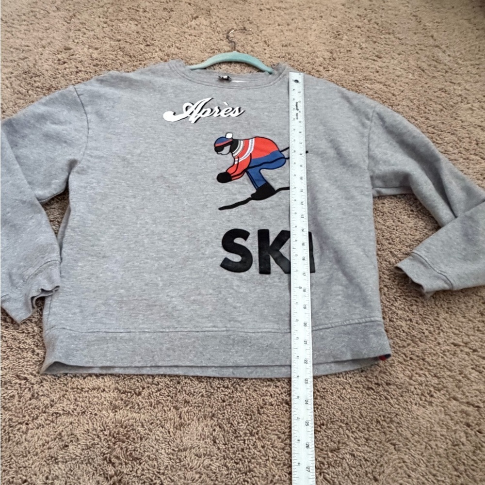 Small Anthropologie kule Apres Ski oversized sweatshirt gray embroidered - Picture 15 of 16